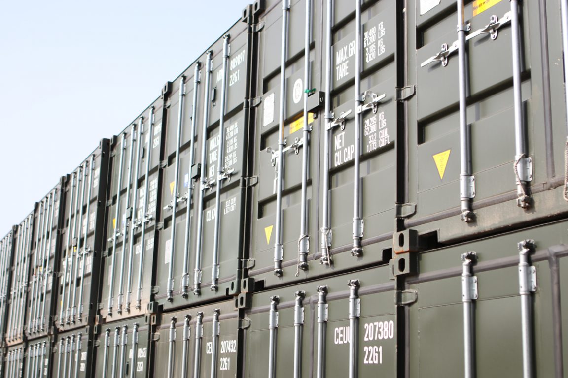 High Stock Levels - Stocks of 20ft ‘one trip’ containers together at the depot.