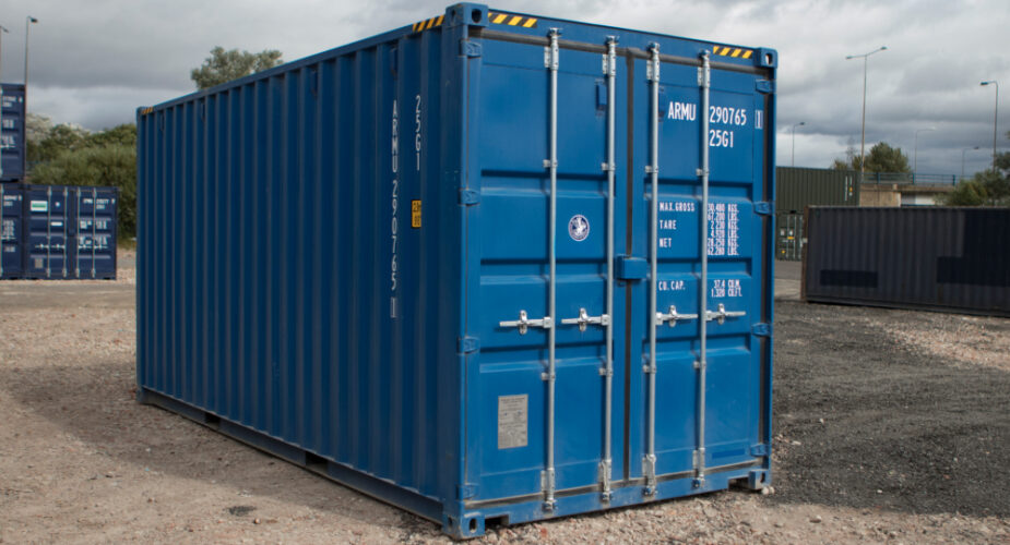  20ft New ’One Trip’ High Cube Shipping Container - External view with doors closed	